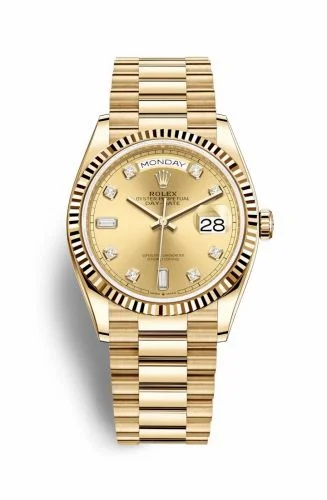 Rolex Day-Date 36 Yellow Gold / Fluted / Champagne - Diamond / President 128238-0008 (M128238-0008)